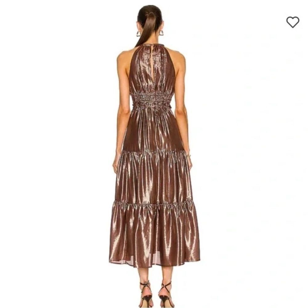 A.L.C. Elara Metallic Silk Halter Maxi Dress Bitter Chocolate 14 wedding guest - Picture 13 of 13